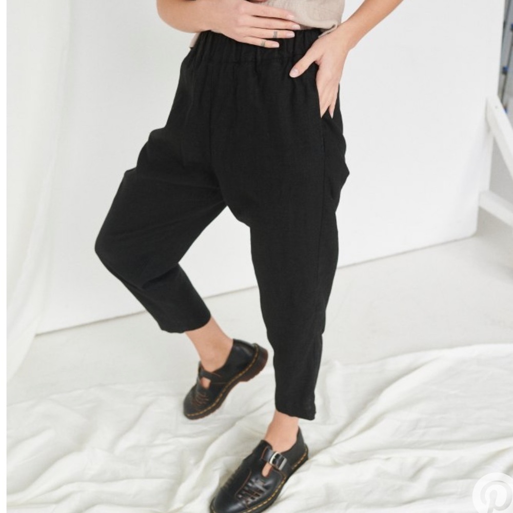 Linenfox Mara Pants in Black, Size M